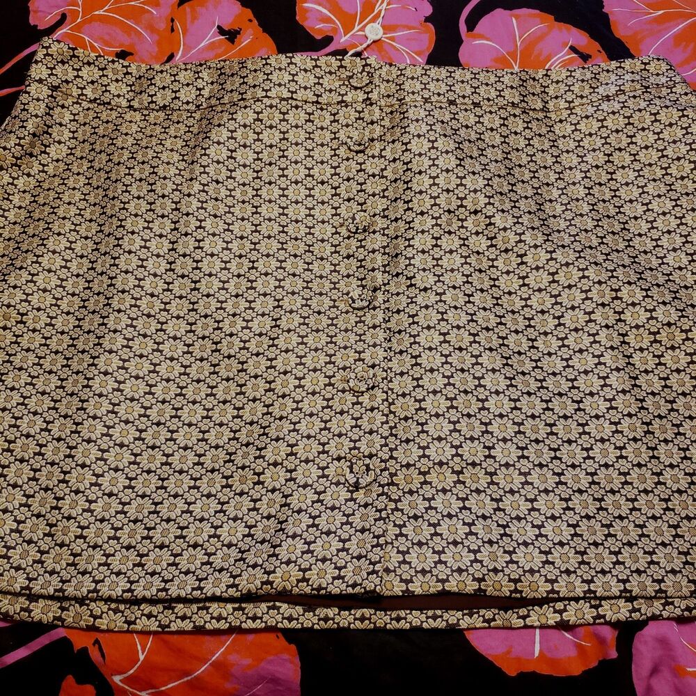 NWT Wayf Brown/Tan Mod Floral Mini Skirt Sz. 3X Retro/Mid Century/Preppy